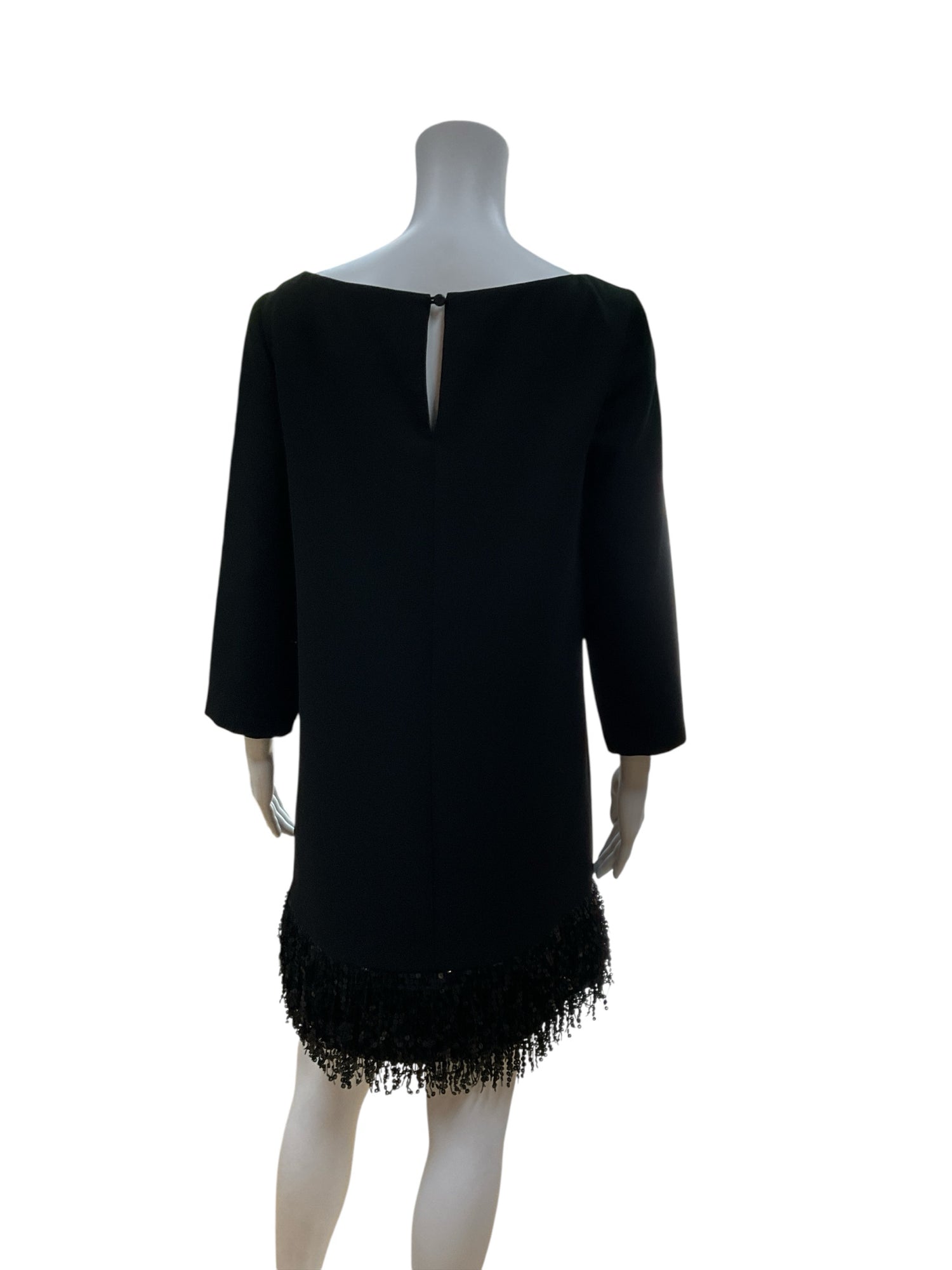 Kate Spade New York Black Shift Sequin Fringe Crepe Shift Dress Black Size 6 - Size 6