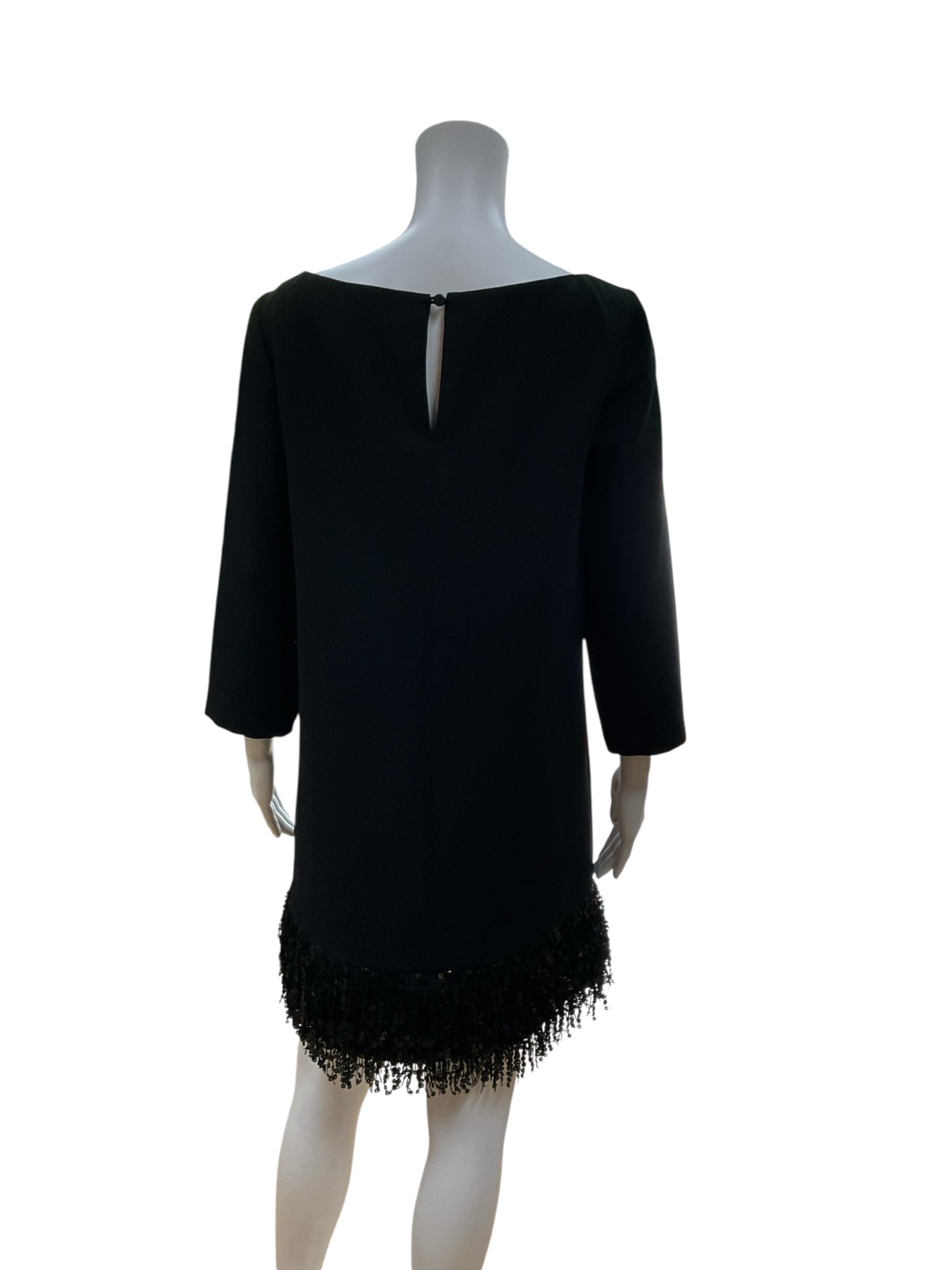 Kate Spade New York Black Shift Sequin Fringe Crepe Shift Dress Black Size 6 - Size 6
