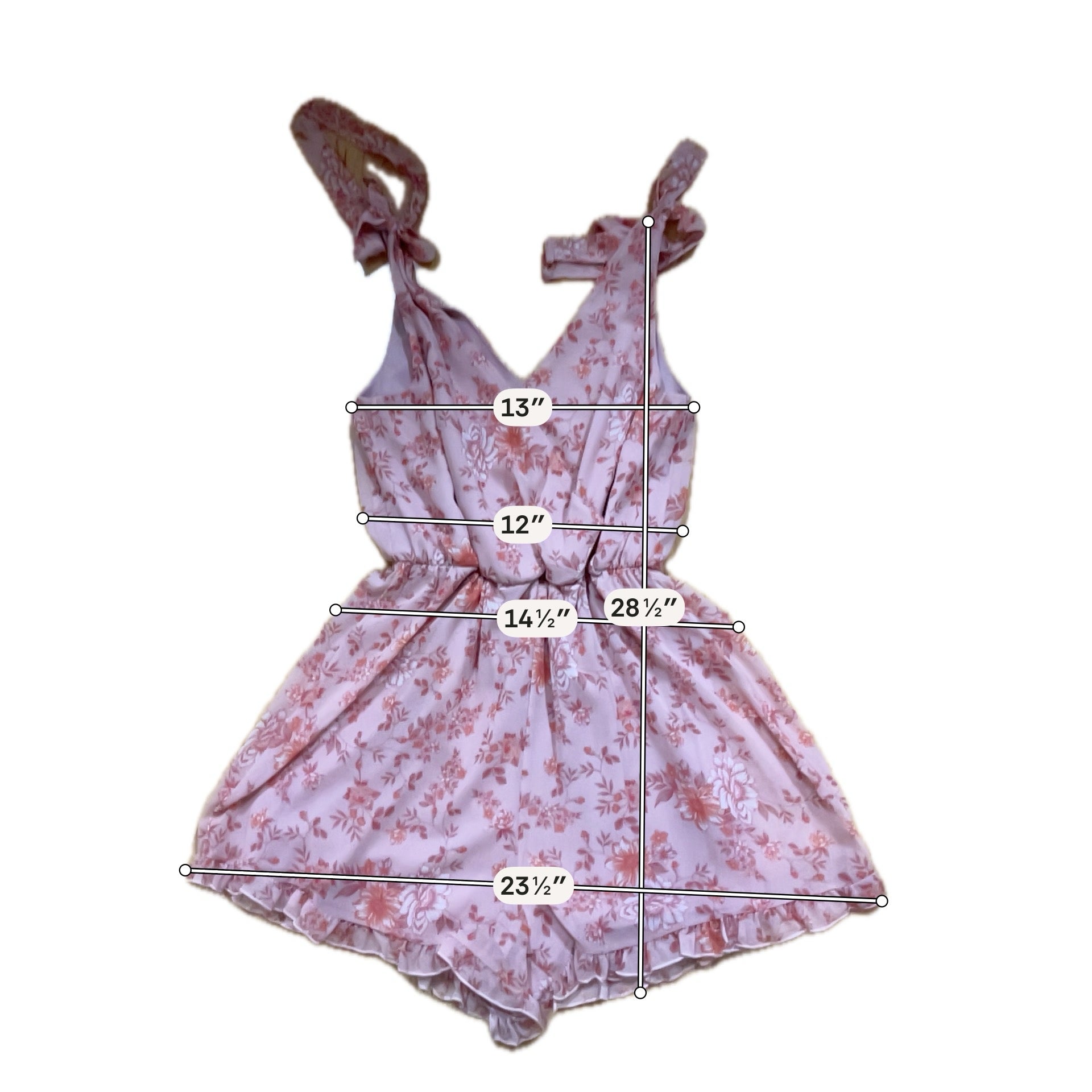 Peach Love California Floral Tie-Shoulder Ruffle Romper Size Medium