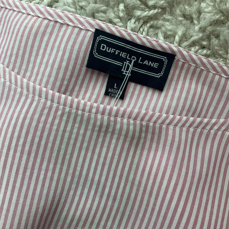 Duffield Lane Pink/White Stripe Pre-Owned Ladies Casual Top - Size Large - Margaret’s Fine Consignment