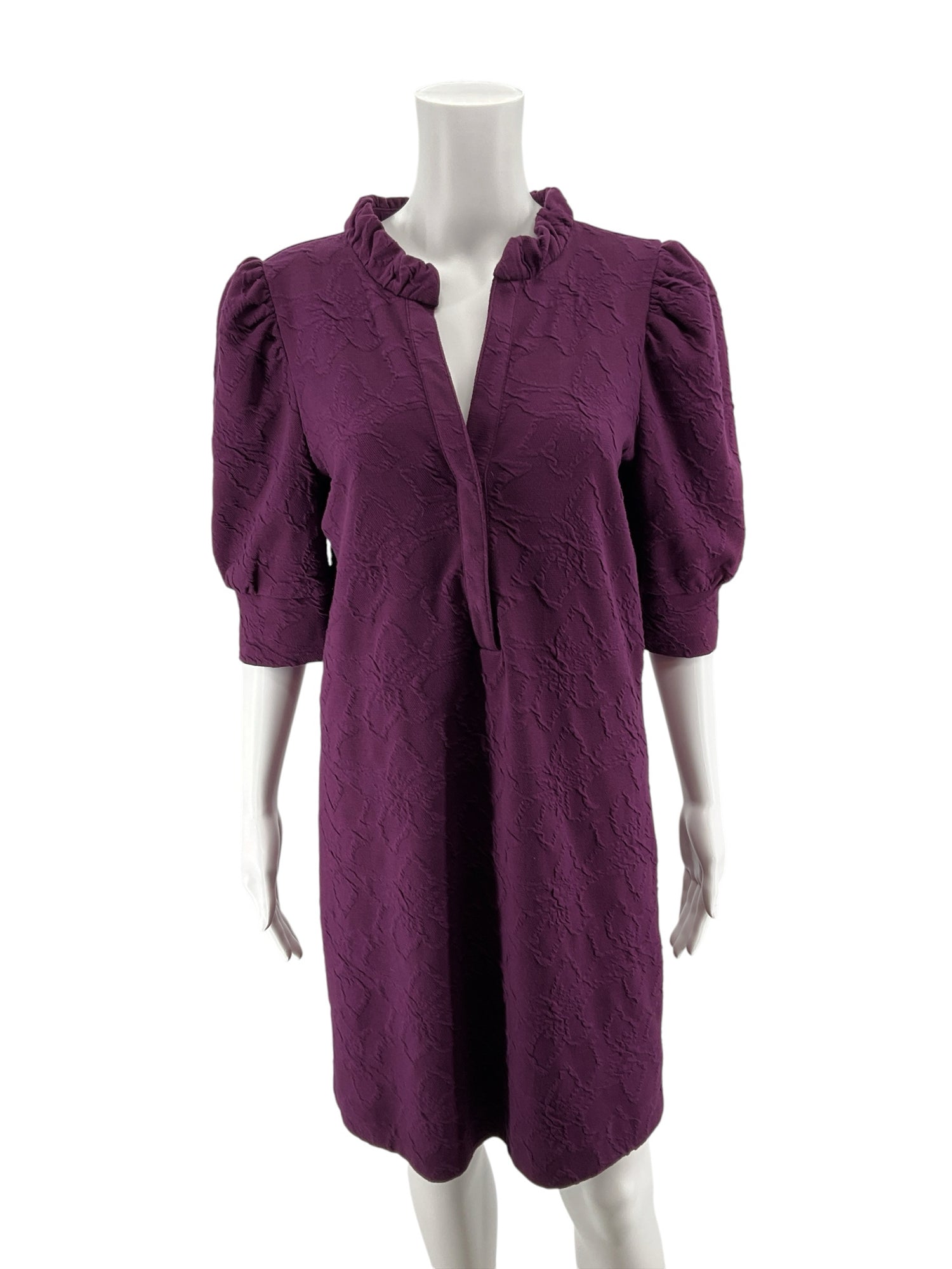 Lilly Pulitzer Kessler Dress Plum Jacquard Puff Sleeve Size Large