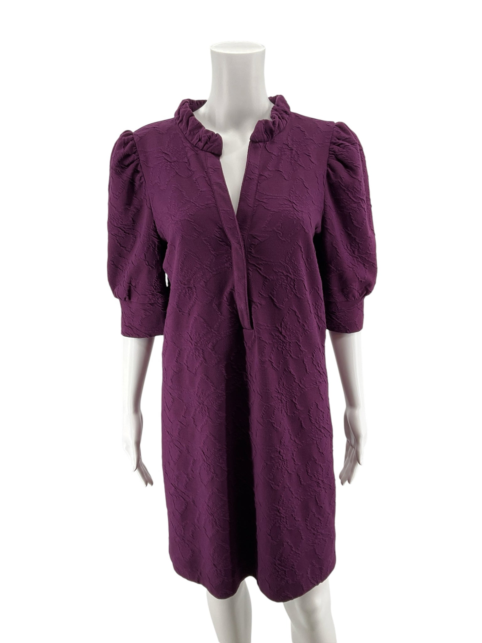 Lilly Pulitzer Kessler Dress Plum Jacquard Puff Sleeve Size Large
