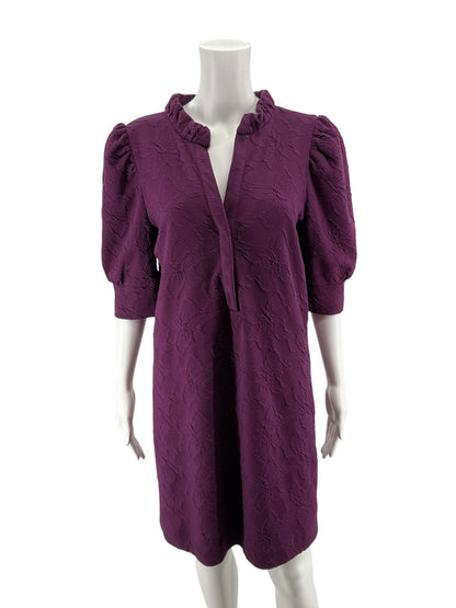 Lilly Pulitzer Kessler Dress Plum Jacquard Puff Sleeve Size Large