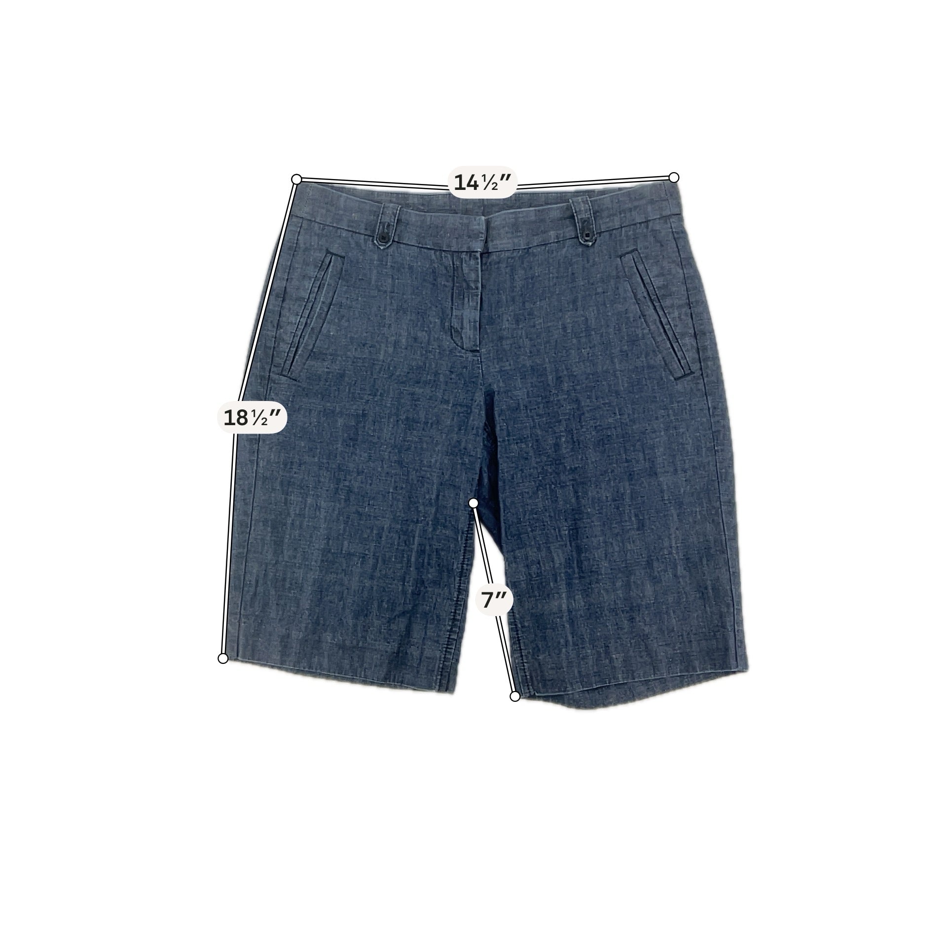 J.Crew Blue Bermuda, CityFit, Chambray, Mid-Rise, Classic Size 2 Blue Solid Shorts - Size 2