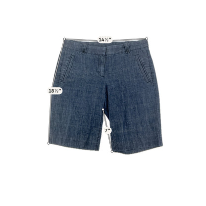 J.Crew Blue Bermuda, CityFit, Chambray, Mid-Rise, Classic Size 2 Blue Solid Shorts - Size 2