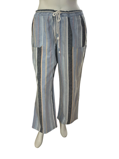 Natural Reflections Striped Linen Cotton Blend Pants | Size 2XL