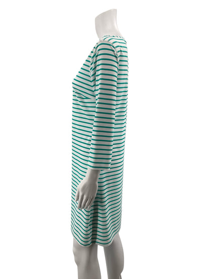 Cabana Life white/teal Shift Delray Stripe UPF 50+ Tunic Dress White Teal Size Small - Size S
