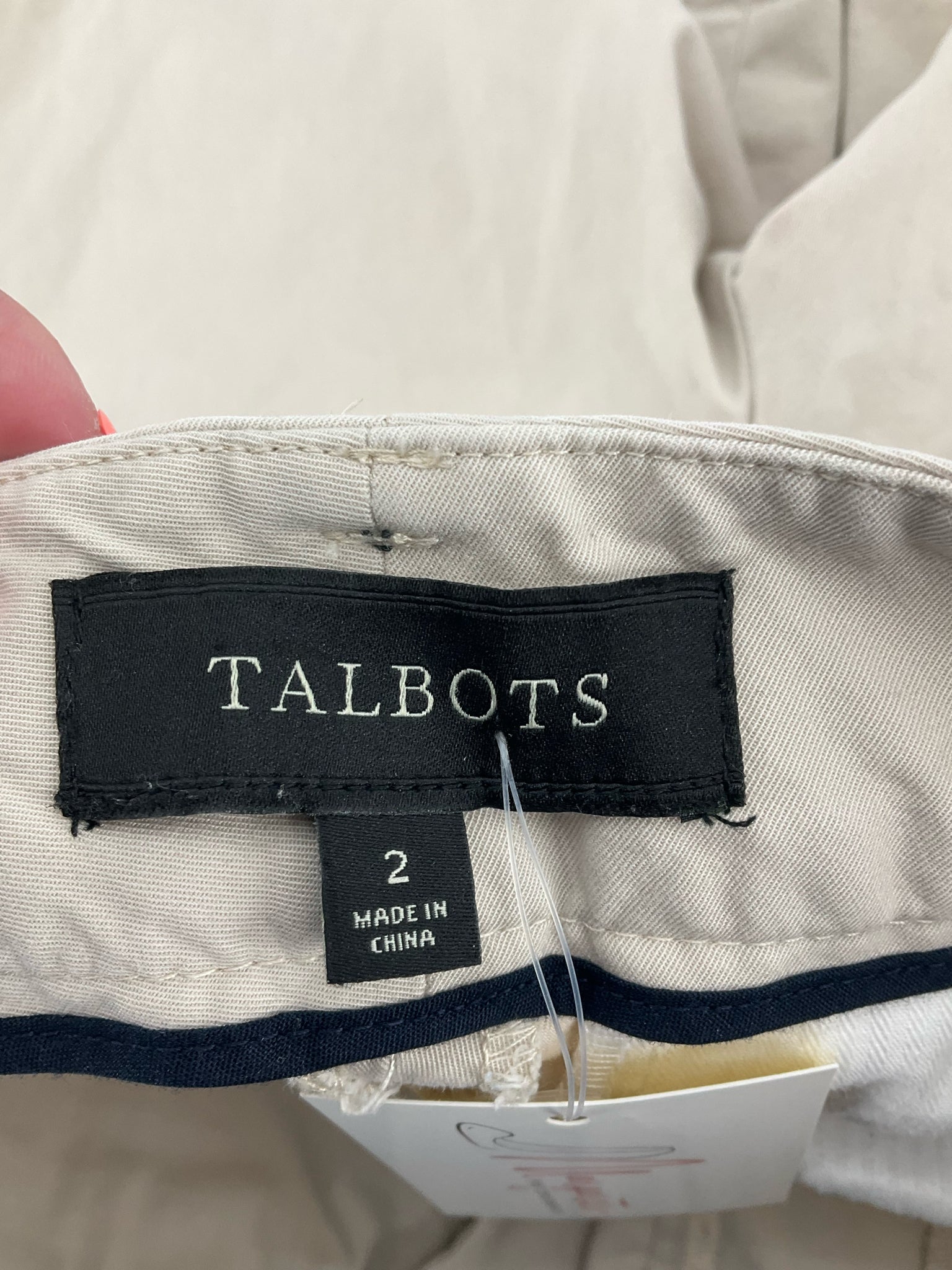 Talbots Khaki Chino, Mid Rise, Walking Shorts Size 2 Khaki Solid Shorts - Size 2
