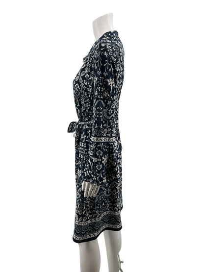 Max Edition navy/white Fit and Flare Navy/White Floral Pre-Owned Ladies Dress - Size XL - Size XL