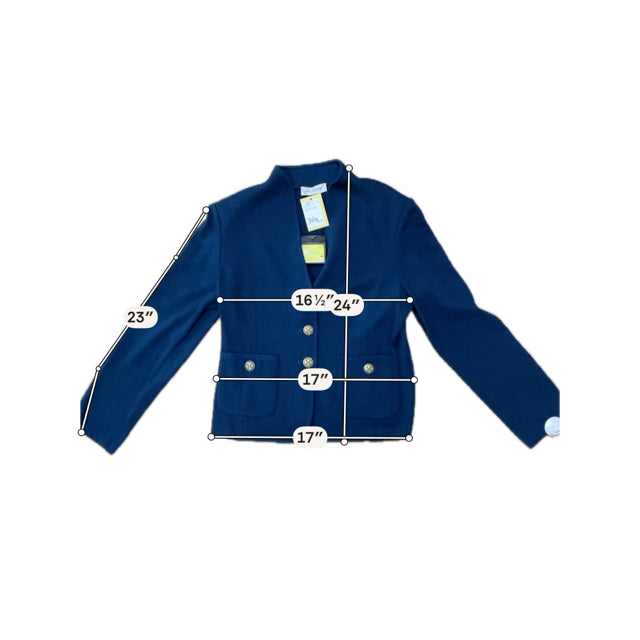 St. John Collection Santana Knit Jacket Sapphire Blue Size 16 NWT