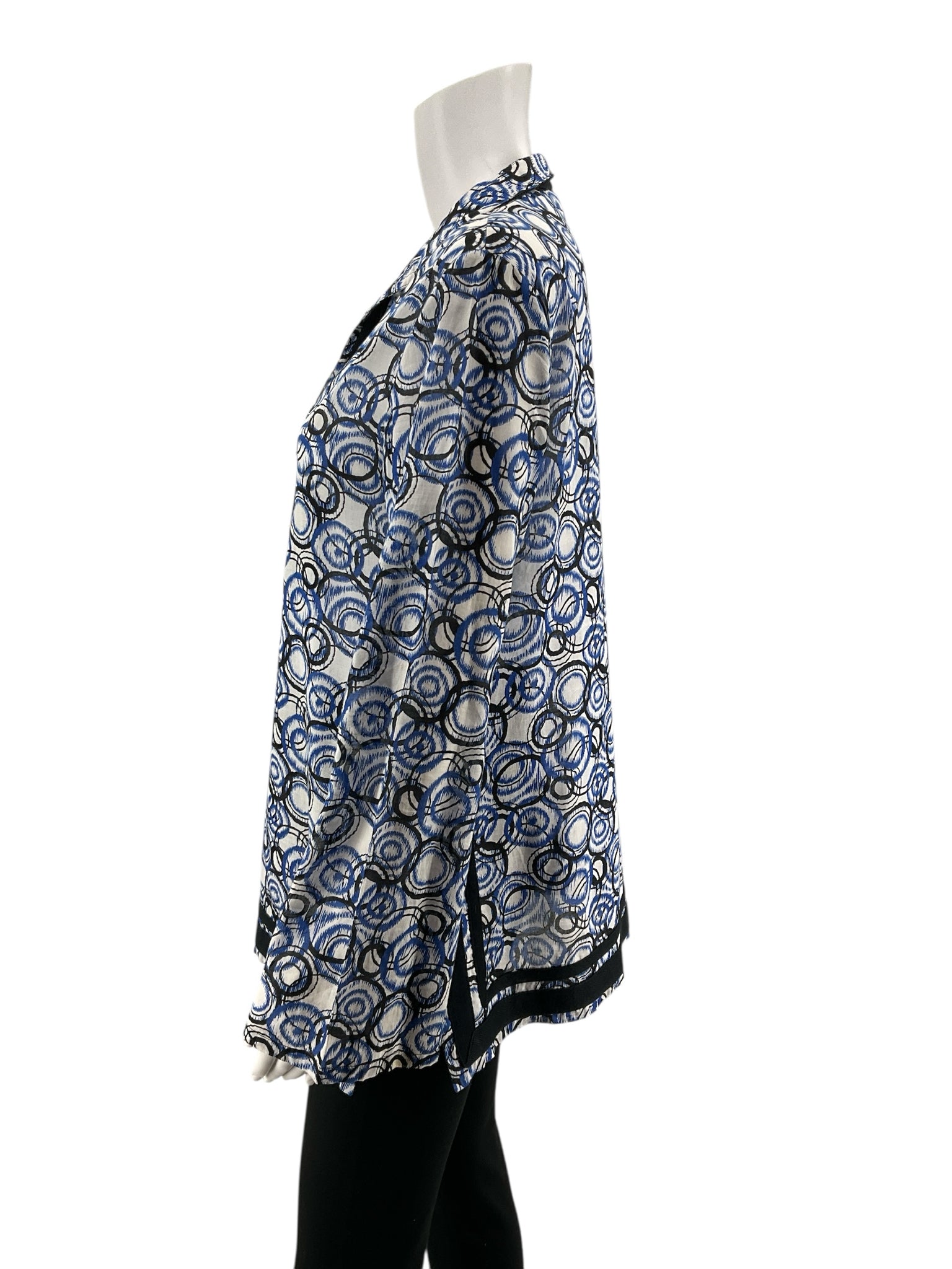 MICHAEL Michael Kors Blue &amp; White Scribble Circle Print Cotton Tunic Top Size Medium