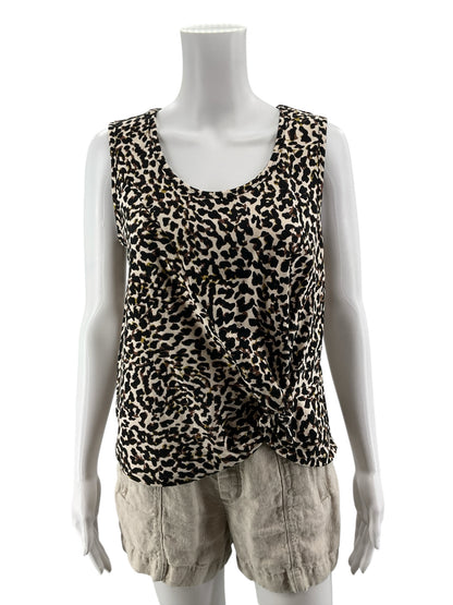 cabi Twist Tank Top Dapple Animal Print Brown Black Sleeveless Size Small
