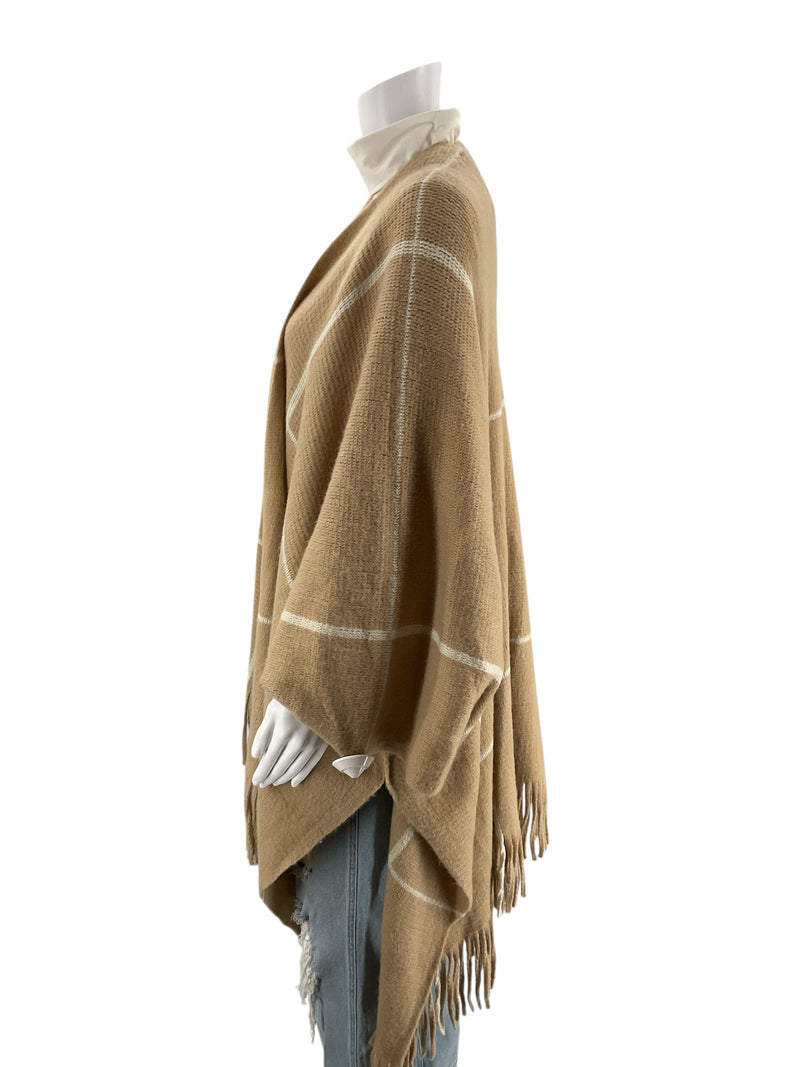 Vince Camuto Tan/Cream Plaid Pre-Owned Ladies Shrug - One Size Fits Most