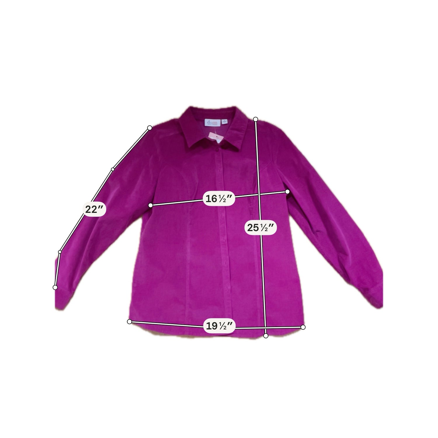 Denim &amp; Co. Fuchsia Pink Stretch Corduroy Button-Front Shacket Top | Size Medium