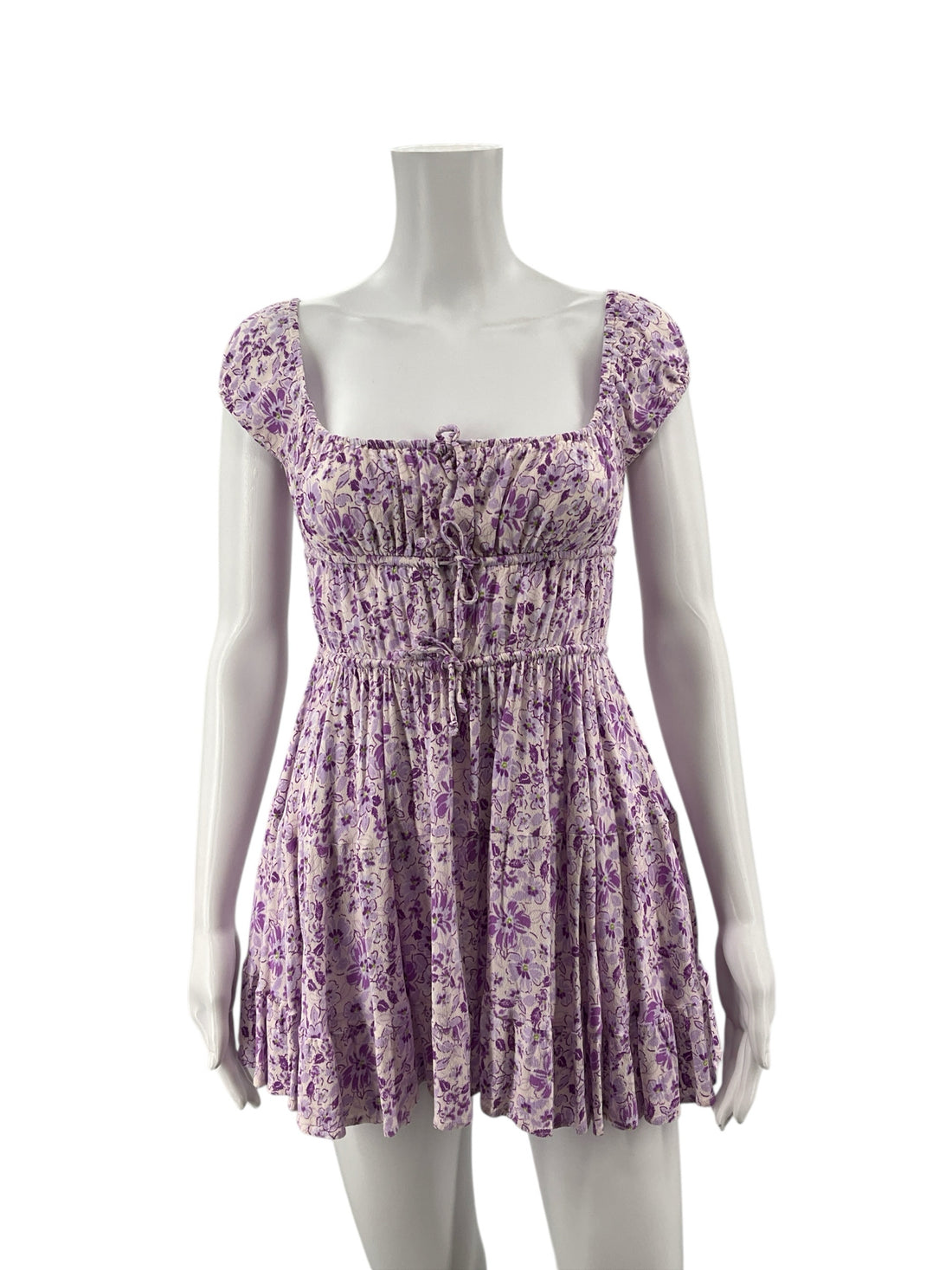 Sky To Moon Purple/White Floral Pre-Owned Ladies Dress - Size Small