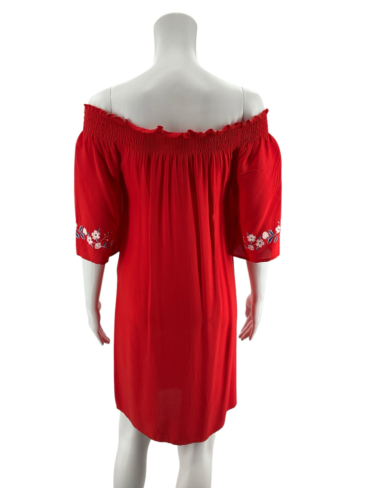 Chelsea &amp; Violet Red Floral Embroidered Off-Shoulder Dress | Size XS