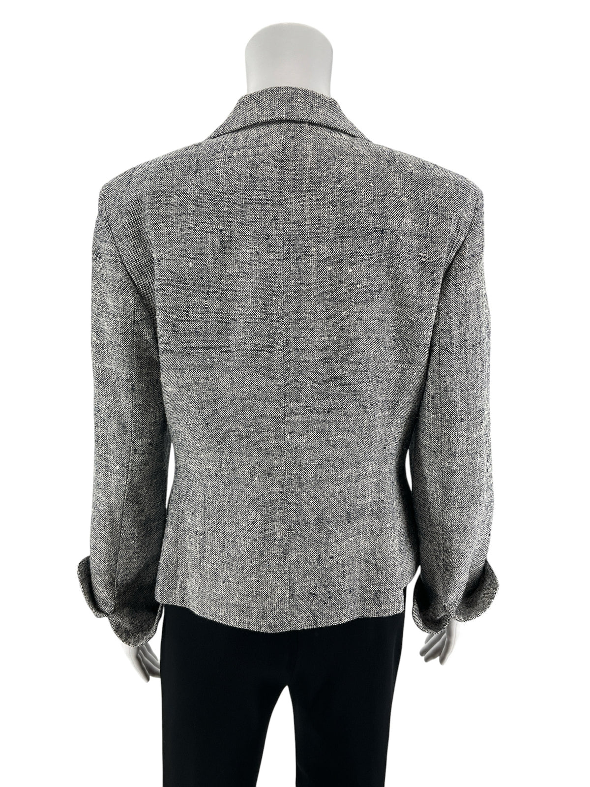 Josephine Chaus 100% Silk Speckled Blazer Jacket Blue &amp;amp; White Size 4
