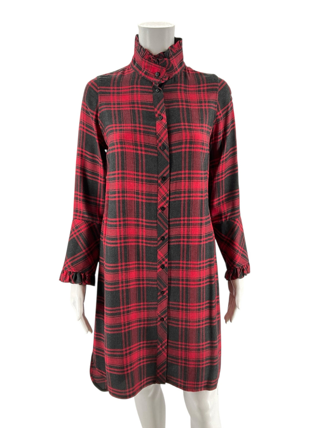 Soft Surroundings Size Red/Black Plaid Pre-Owned Ladies Dress - XS Petite - Margaret’s Fine Consignment