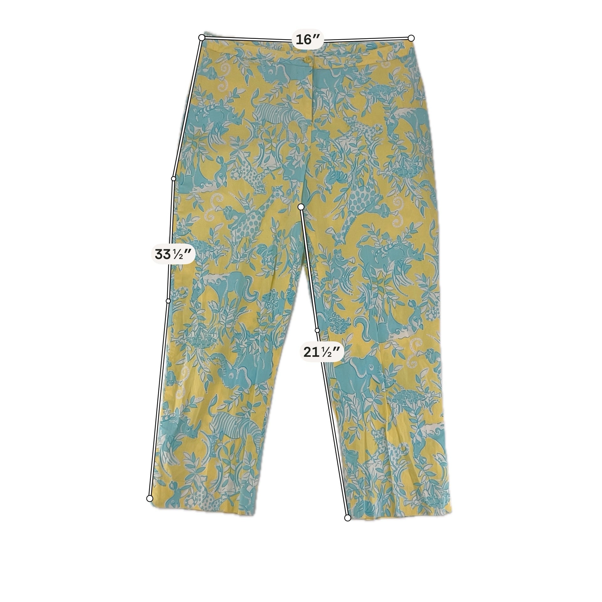 Lilly Pulitzer Size 8 yellow/aqua animals Pre-Owned Pants - Downstairs