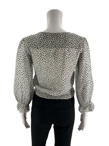 Abercrombie &amp; Fitch White/Black Print Pre-Owned Top - Size XS