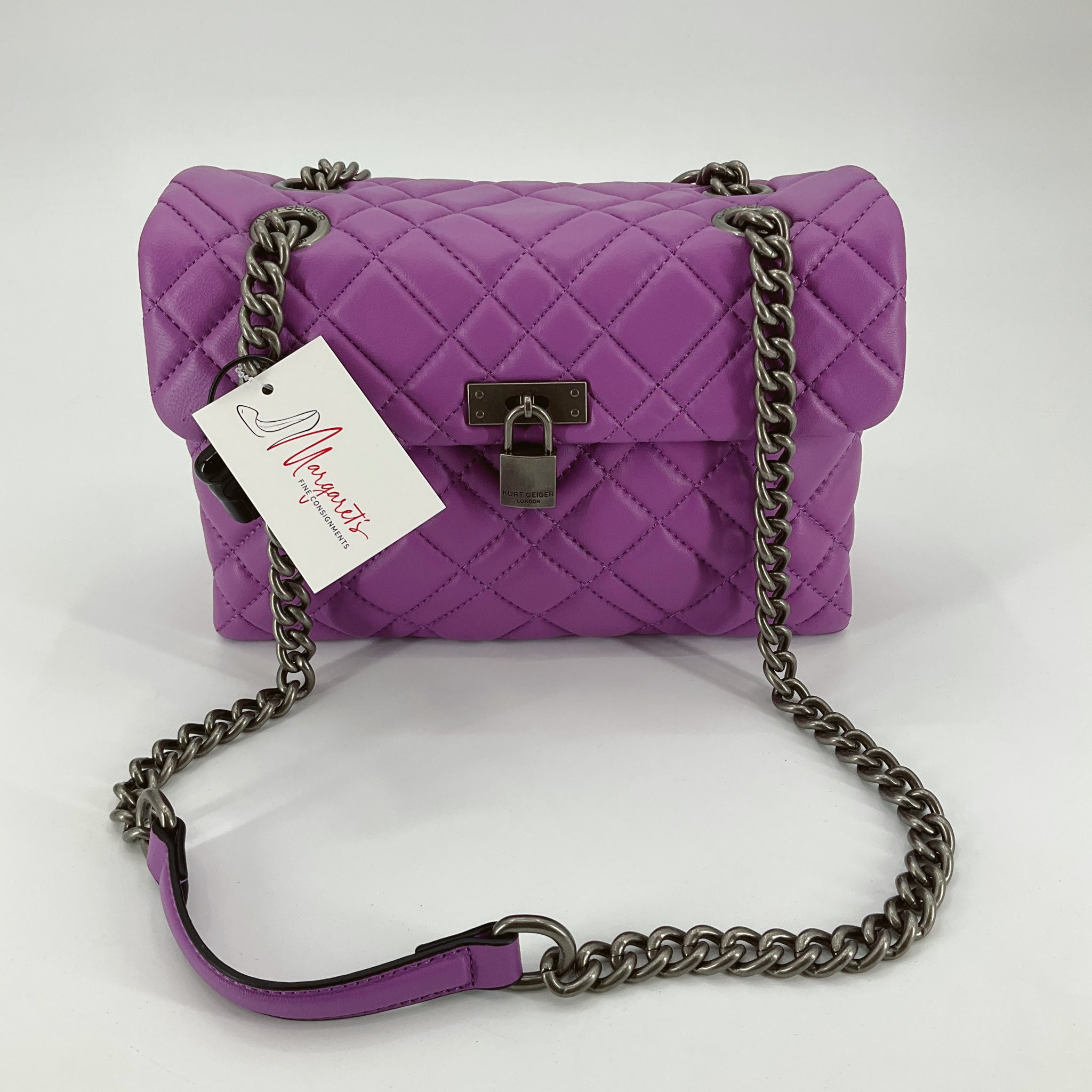 Kurt Geiger London Violet Quilted Leather Shoulder Bag | Purple
