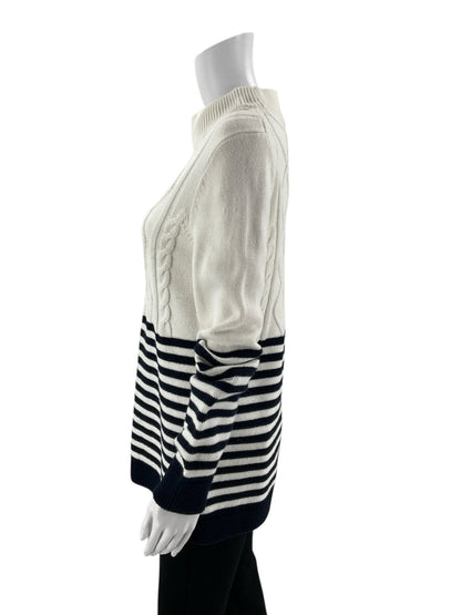 Talbots - Ecru/Navy Stripe Pre-Owned Ladies Casual Top - Size Medium