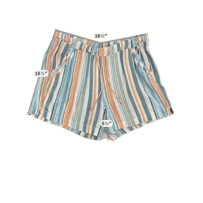 Briggs Striped Linen Blend Pull-On Shorts | Size L | Blue, Orange, White