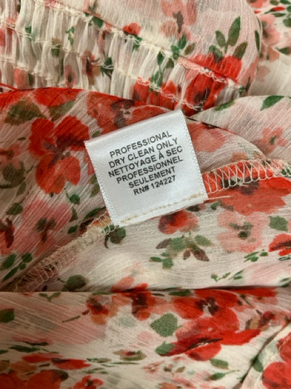 MISA Cream/red Mini Los Angeles Savanna Floral Smocked Mini Dress Cream Red Size Small - Size S