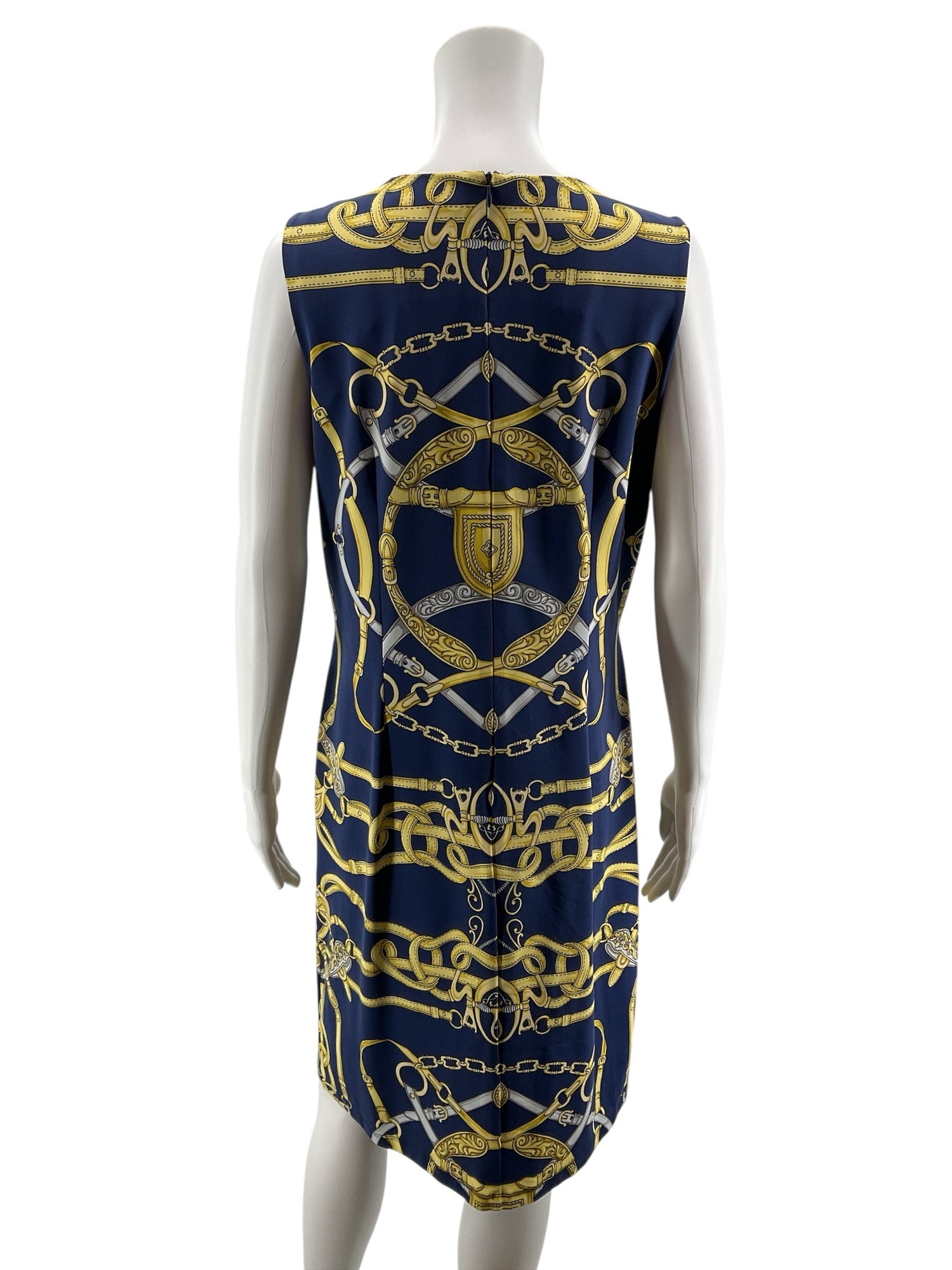 J. McLaughlin Catalina Cloth Equestrian Chain Print Sheath Dress Size Large