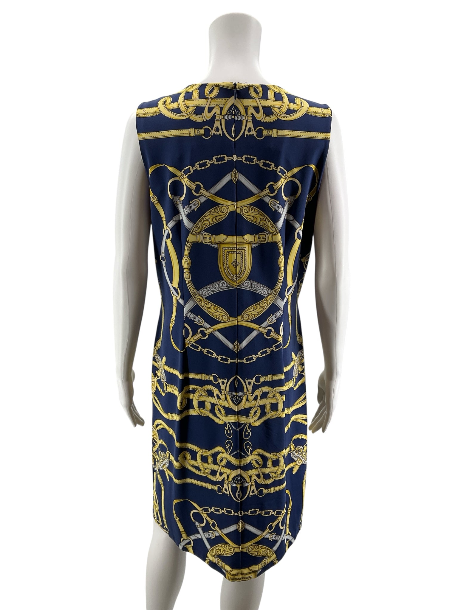 J. McLaughlin Catalina Cloth Equestrian Chain Print Sheath Dress Size Large