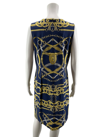J. McLaughlin Catalina Cloth Equestrian Chain Print Sheath Dress Size Large