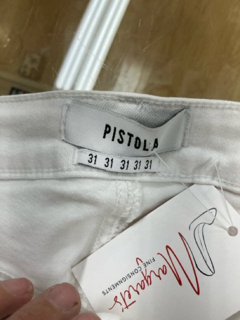 Pistola Aline High Rise Crop Skinny Jeans White Distressed Size 31