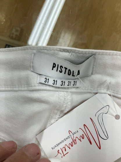 Pistola Aline High Rise Crop Skinny Jeans White Distressed Size 31