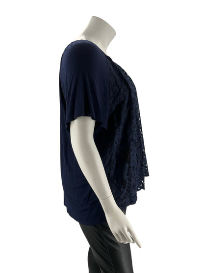 Cable &amp; Gauge Navy Lace Pre-Owned Ladies Casual Top -  Size 3X