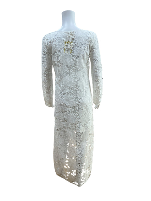 Johnny Was Arina White Floral Lace Maxi Dress Boho Long Sleeve XS - ONLINE ONLY