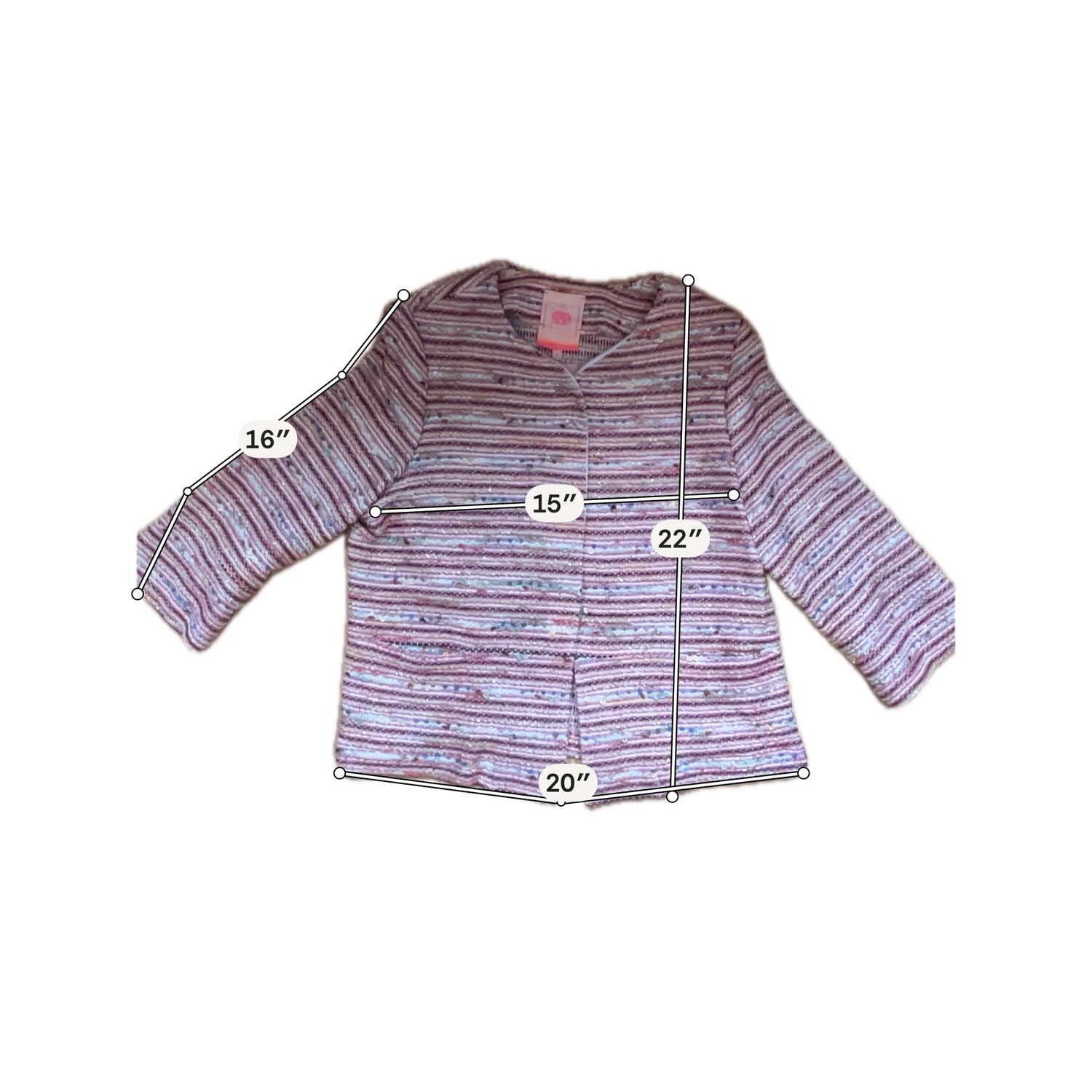 Vilagallo Bouclé Knit Jacket Pink Multi Stripe Metallic Size 12 (EU 48)