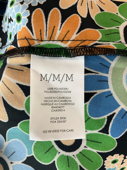 cabi blue/orange/green Peplum Heirloom Blouse Retro Floral Peplum V-Neck Top Size Medium - Size M