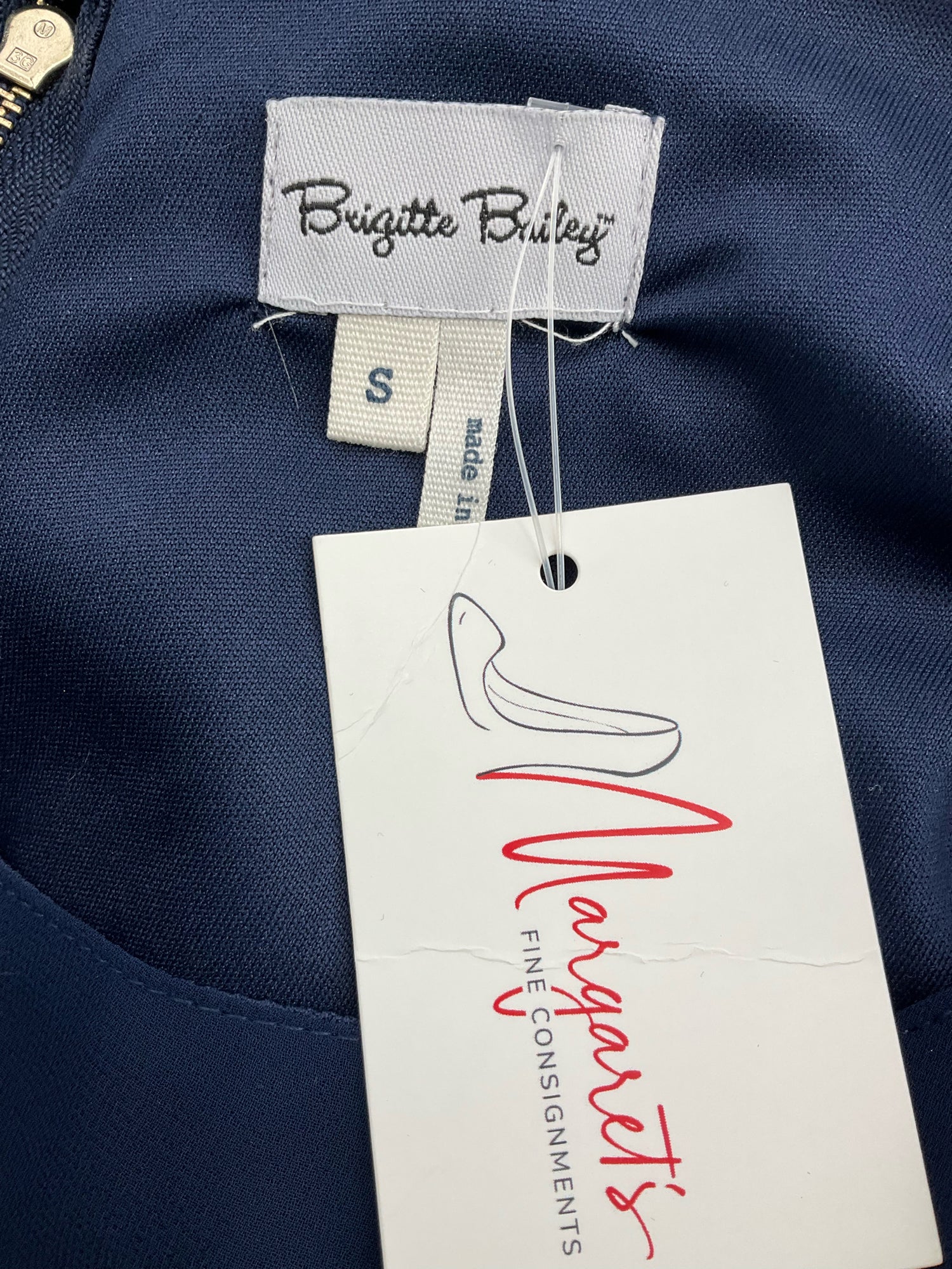 Brigitte Bailey Navy Solid Pre-Owned Ladies Dress - Size Small - Margaret’s Fine Consignment