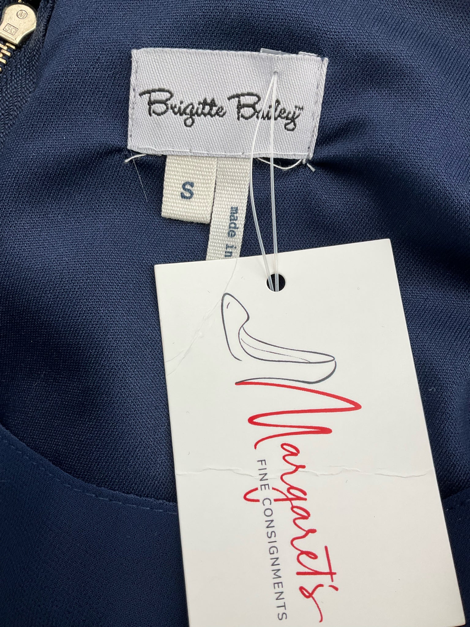 Brigitte Bailey Navy Solid Pre-Owned Ladies Dress - Size Small - Margaret’s Fine Consignment