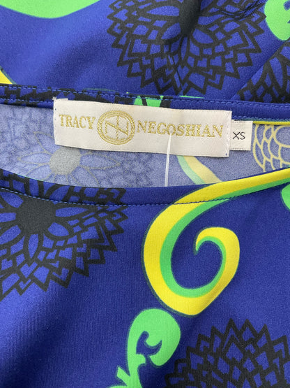 Tracy Negoshian Blue/Green/yellow Print Pre-Owned Ladies Dress - Size XS
