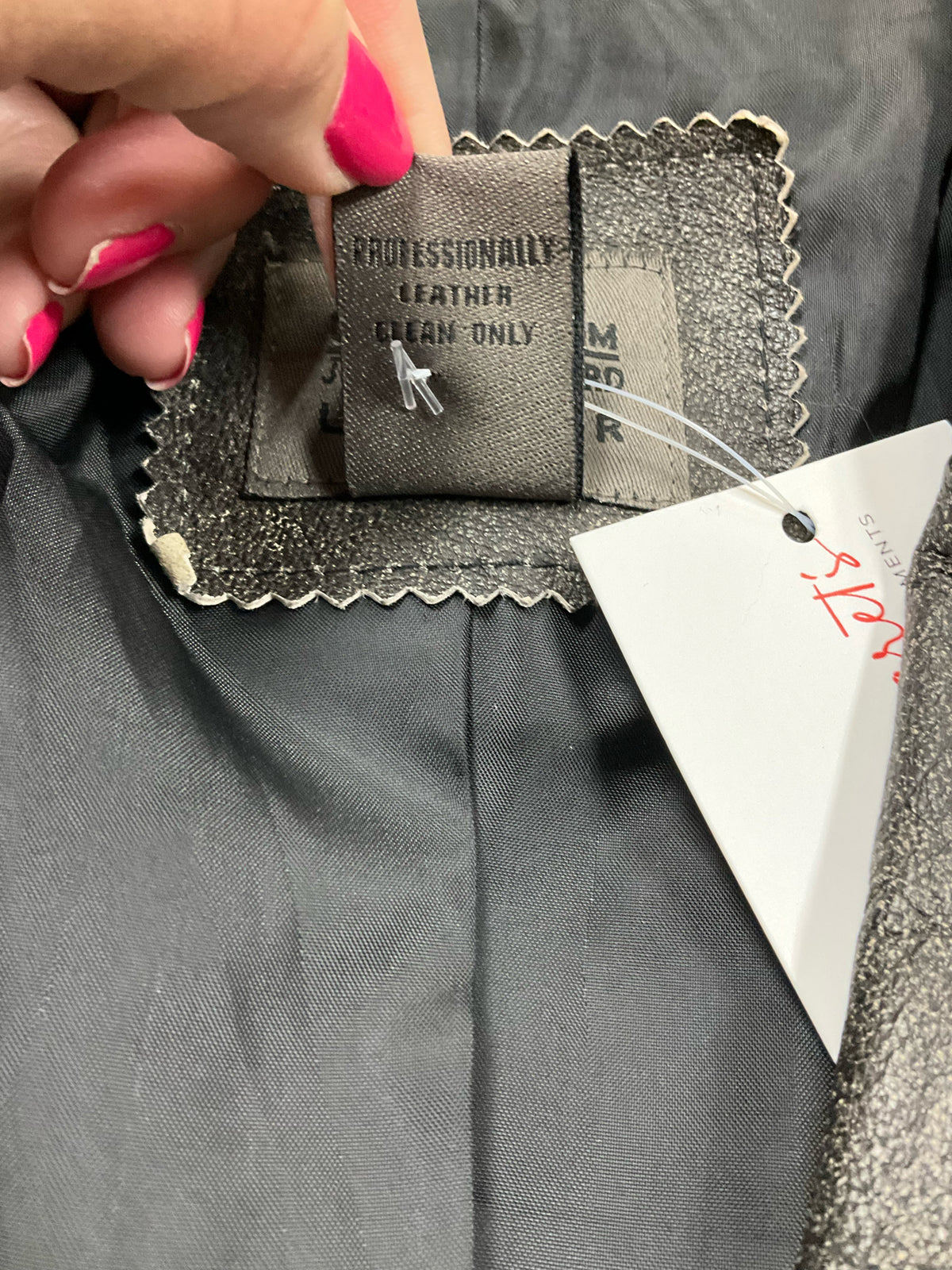 John Paul Richard Uniform Genuine Leather Blazer Jacket Size 10 Charcoal Metallic
