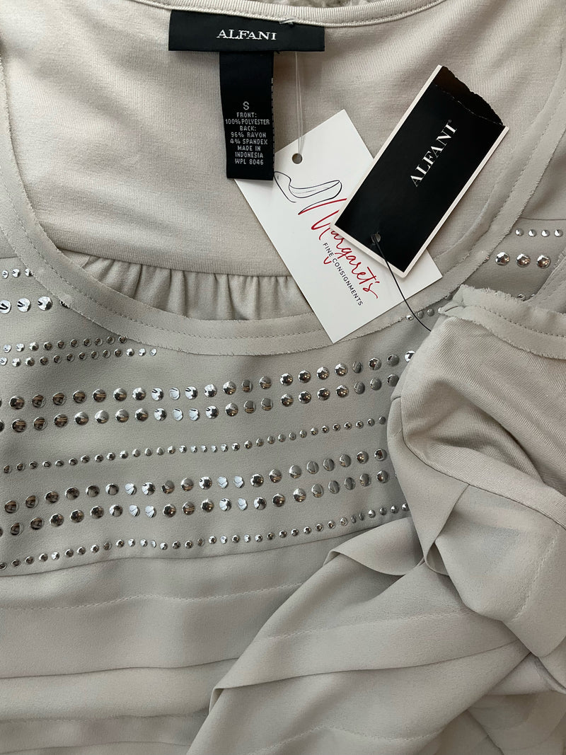 Alfani Sand Ruffle Pre-Owned Ladies New With Tags Top - Size Small