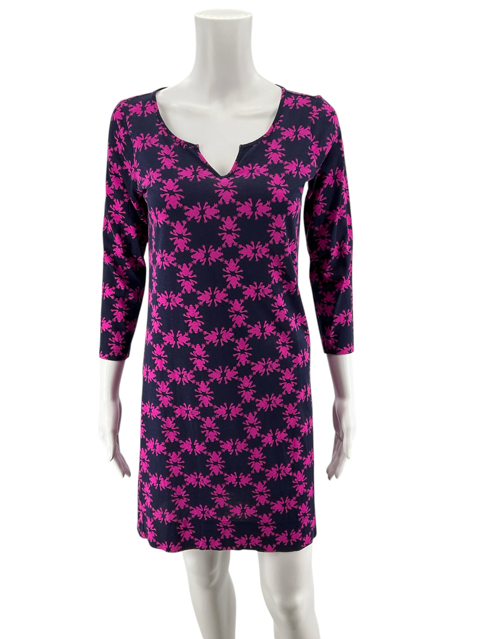 Lilly Pulitzer Sophie Dress Kiss and Tell Frog Print Navy Size Small
