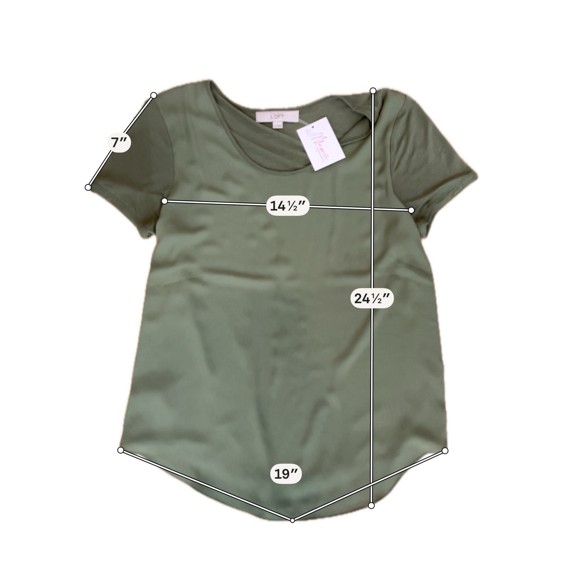 Ann Taylor LOFT Mixed Media Short Sleeve Top Olive Green Size Medium - ONLINE ONLY