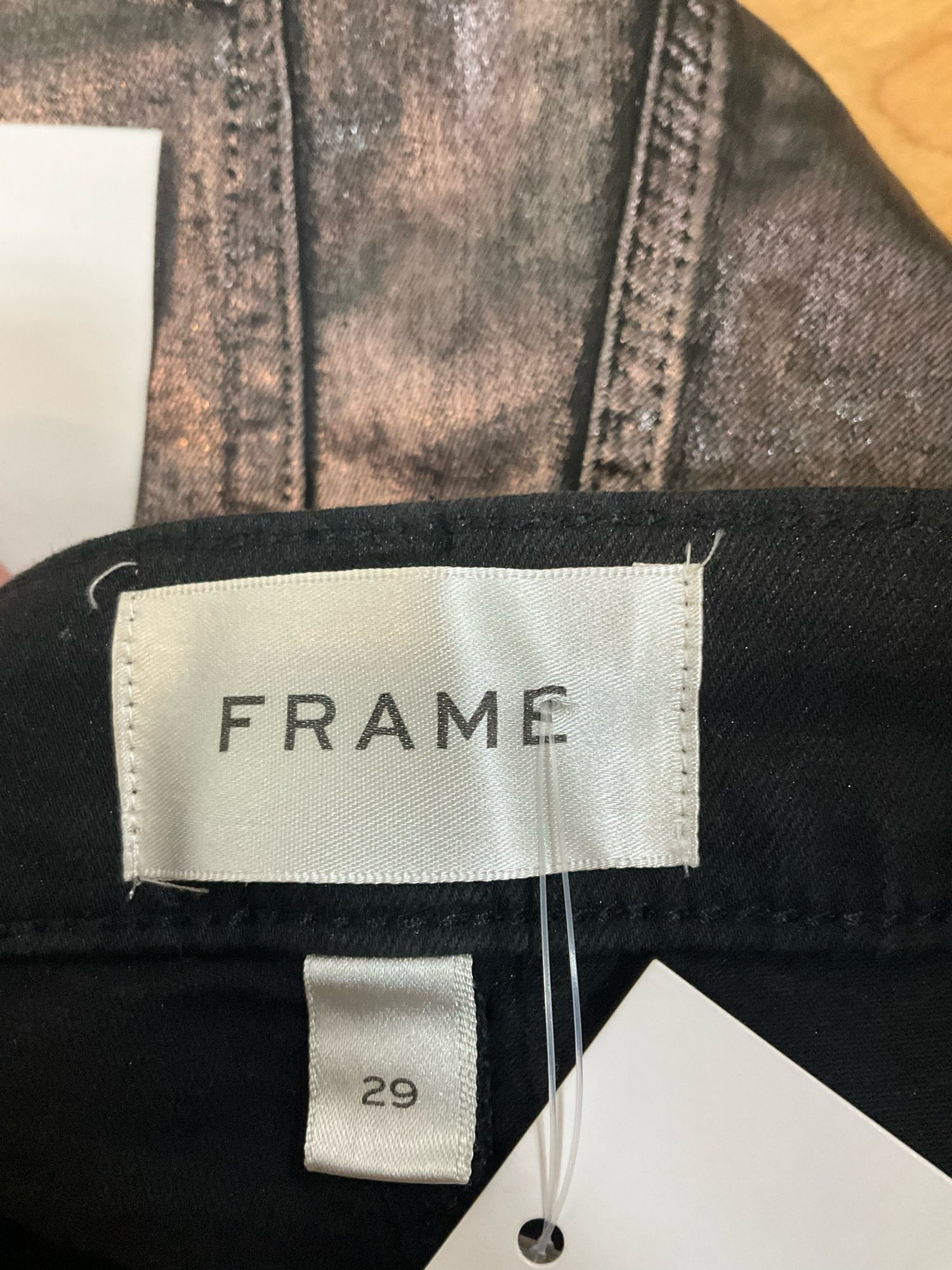 Frame Le High Skinny Coated Jeans Gray Metallic Sheen Size 8