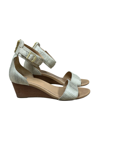 Ugg Zina Wedge Sandal Tan Snakeskin Print Ankle Strap Size 7 - ONLINE ONLY