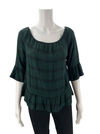 BB Dakota Green/Black Plaid Top - Size Small - Margaret’s Fine Consignment
