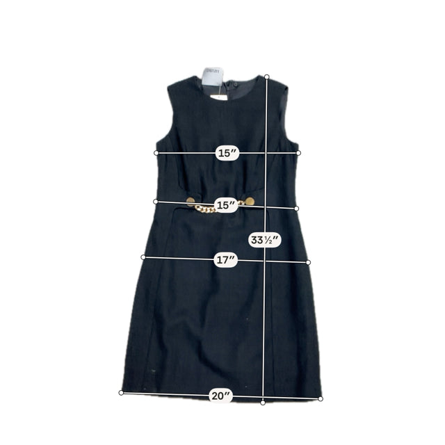 Carlisle Silk Sheath Little Black Dress with Gold Chain Waist Detail Size 4 - ONLINE ONLY