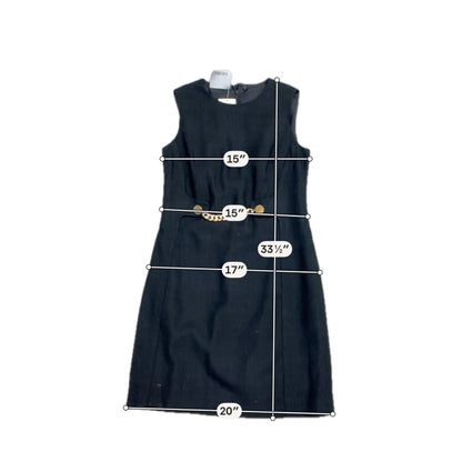Carlisle Silk Sheath Little Black Dress with Gold Chain Waist Detail Size 4 - ONLINE ONLY