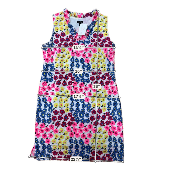 Talbots Floral Cotton Shift Dress Ruffle V-Neck Size 12